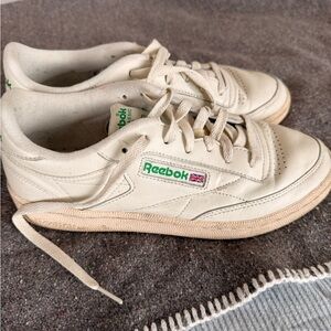 Reebok Leather Low-Top Sneakers - Cream with Green Logo